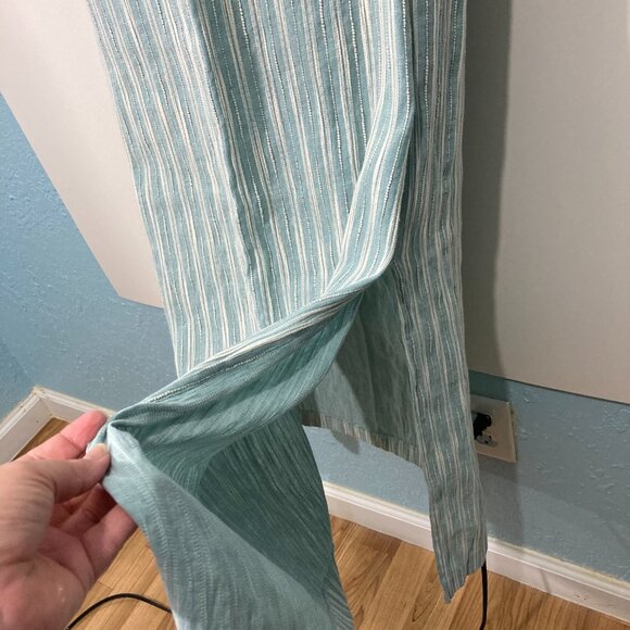 Vintage Cynthia Max Relax Linen Blend Maxi Dress Sleeveless Pocket Slit Green L - Picture 11 of 11